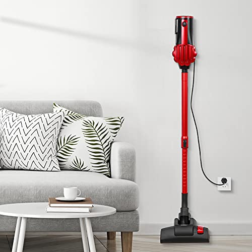 Koticidsin Aspirateur Balai sans Sac, Aspirateur à Main 2 en 1(800W/16Kpa Puissance d'aspiration, Filtration HEPA, Brosse pour Sols Durs et Escaliers) Noir/Rouge - Image 8