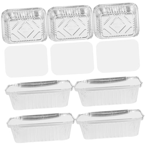 TOYANDONA 50 piezas Unidades Cajas Desechables de Aluminio Resistentes al Calor con Tapa Bandejas Multifunción para Hornear Barbacoa Almacenamiento y Transporte de Alimentos Aptas para