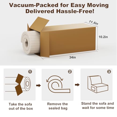 Image of Single Sofa Seat, Memory Foam Couch with Back Support, Mini Sofa, Resistant to Sagging, Suitable for Small Spaces, Living Rooms, Apartments, Dorms, Offices, White