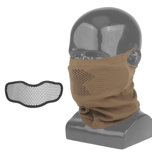 Cagoule en Filet pour Airsoft avec Grille de Protection Amovible en Fil d'acier, Demi-Masque Russe Respirant pour Airsoft, pour Le Paintball Le Vélo et Les Activités de Plein Air