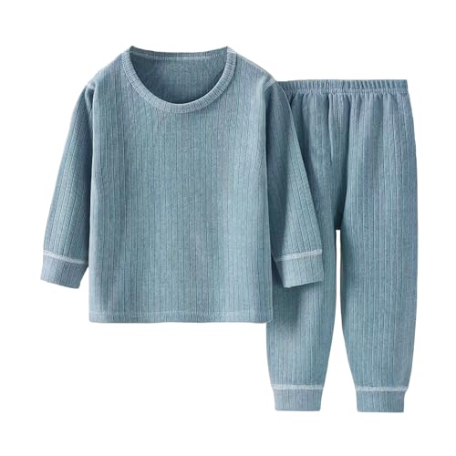 Hikewin Boys Thermal Underwear Set for Kids Long Johns Underwear for Boys Thermal Top and Bottom Set for Winter Blue 3-4Years