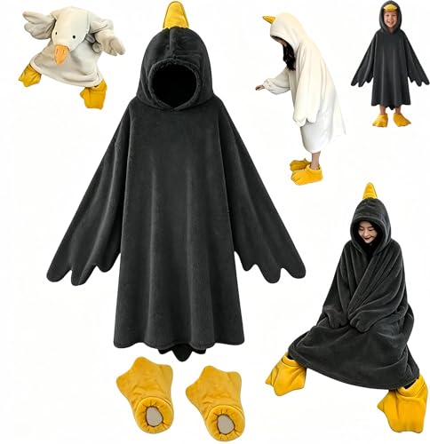 Cozy Duck PJsAdorable Duck Onesie and Blanket Hoodie for Adults Perfect for Snuggly Nights (grey Small)