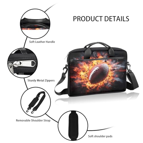 Bolso para portátil Rugby Ball Flames 15 pulgadas miniatura 4