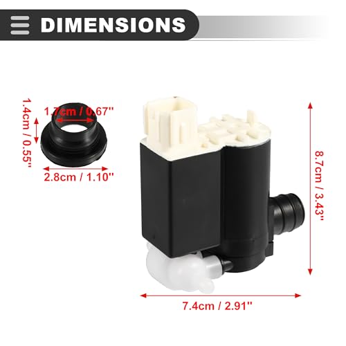 Motoforti Windshield Washer Motor Pump, for Hyundai Santa Fe 2013-2018, Plastic, with Grommet, Black by Motoforti - Used condition - Image 3