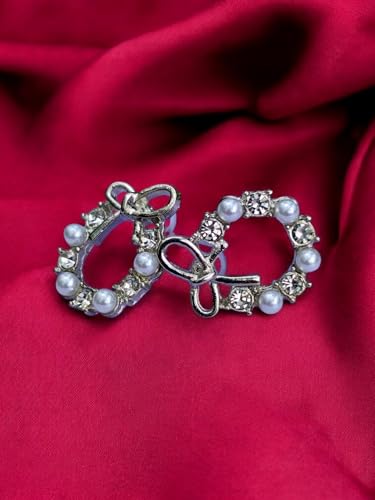 Image of Korean earrings combo for girls stylish | Pack of 4 Bow earings | Bow, Pearl Bow, Silver and Golden Color Irregular Bow knot Designs | Golden color Ear rings For Women