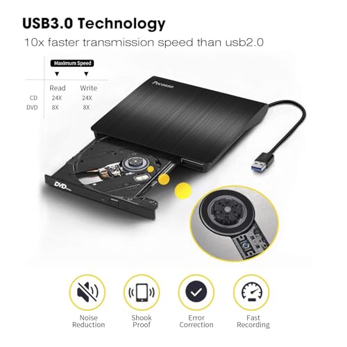 Graveur CD DVD Externe USB 3.0 Solution pour PC sans Lecteur Intégré