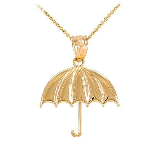 Elegant 10k Yellow Gold Umbrella Necklace