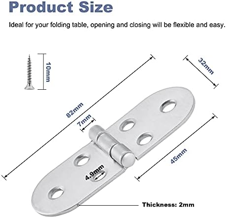 6PCS Folding Flip Top Hinge, Folding Hinges Metal Edge Backflap Cabinet Butt Hinges 270 Degree Folding Table Hinges