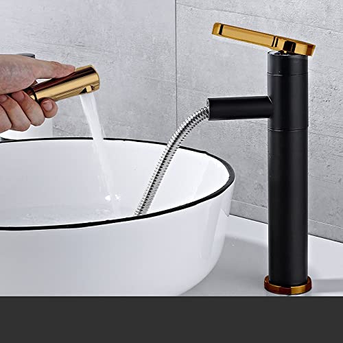 Robinet extractible chaud et froid tout en cuivre pour lavabo