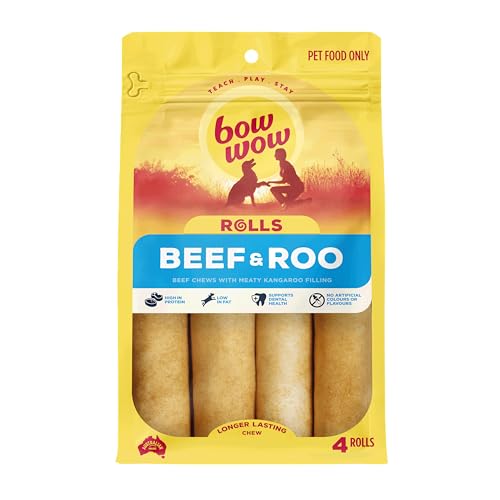 Bow Wow, Beef and Roo Rolls, Dog Treats, 4 pack, All Natural