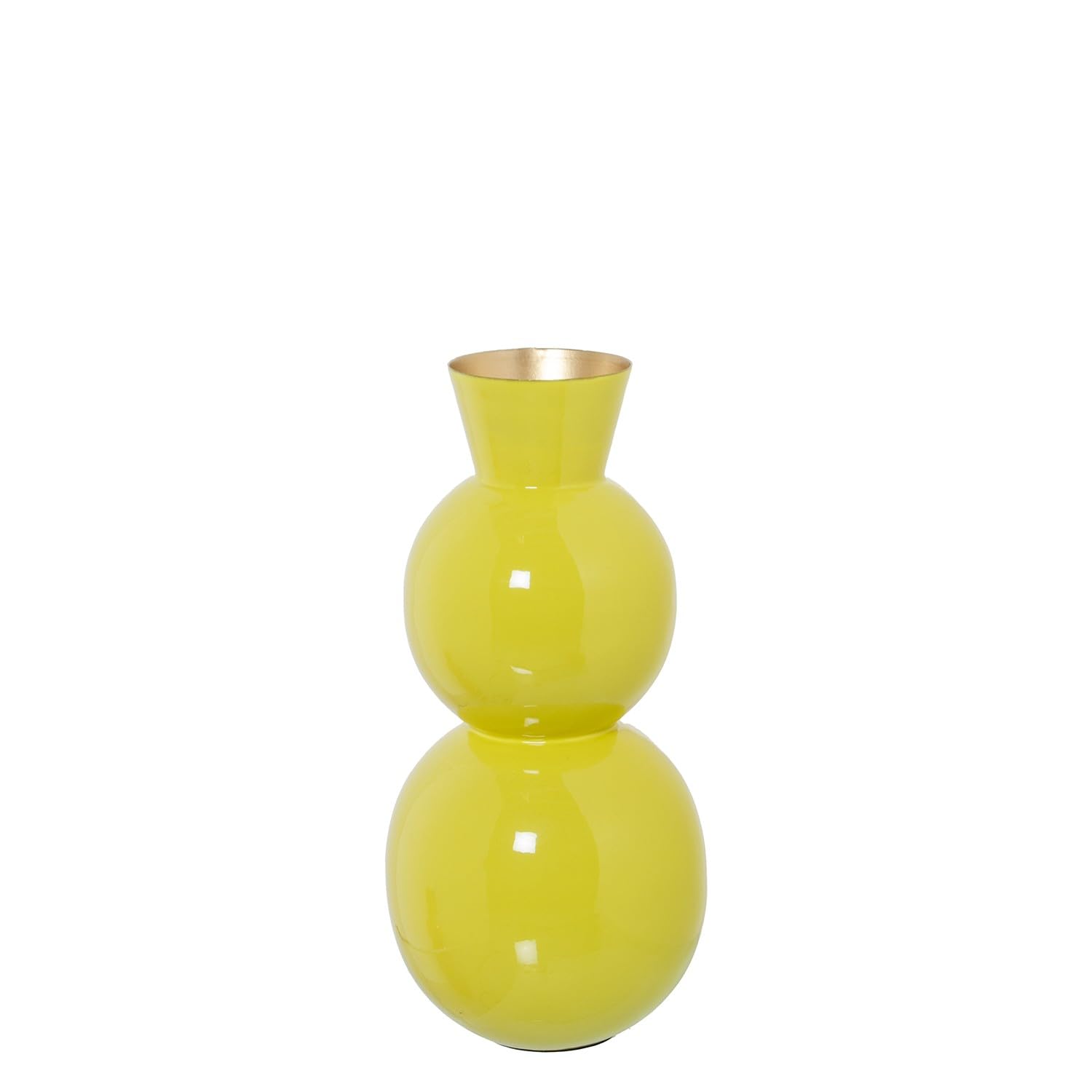 Vase en métal émaillé jaune grand vase table 33 cm