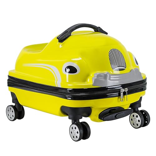 WTTTTW Valigia da viaggio per bambini da 20", bagaglio leggero da viaggio per bambini con ruota silenziosa a 360°, bagaglio a rotelle rigido dal design a forma di auto, per valigia,Giallo