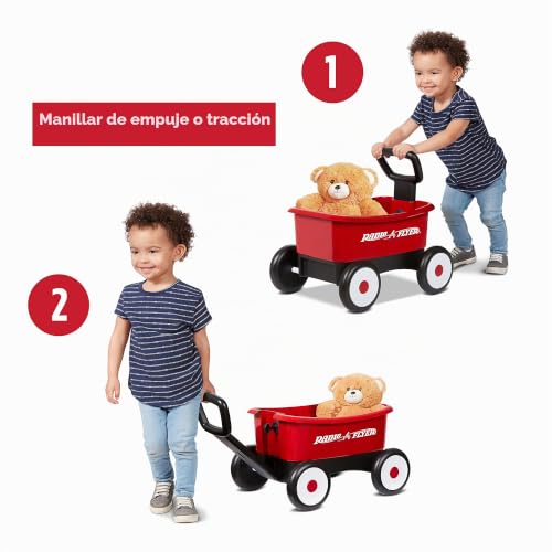 Radio Flyer vagón para caminar 2 en 1 para niños pequeños con osito de peluche rojo 2