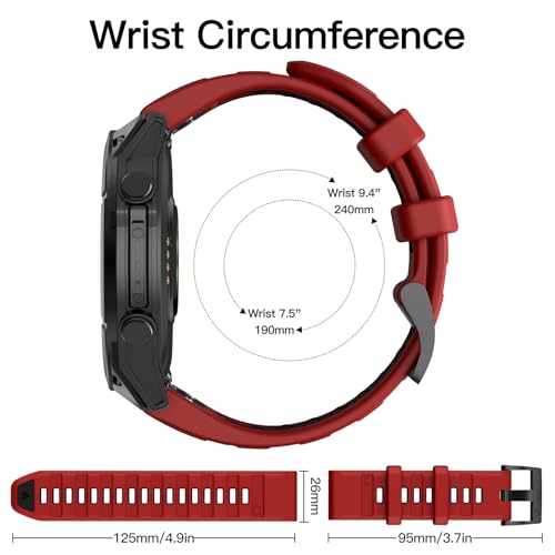 Image of OVERSTEP Compatible with Fenix 8 51mm Watch Bands, 26mm Soft Siliocne Strap for Garmin Fenix 5X /Fenix 5X Plus /Fenix 6X /Fenix 6X Pro /Fenix 7X /Fenix 7X Pro Smartwatch