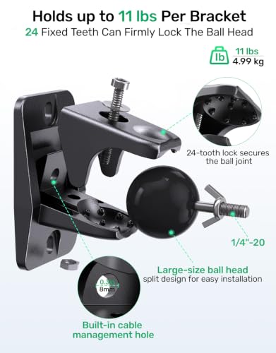 Image of Surround Sound Rear Speaker Wall Mount, Ceiling Mount Bracket for Universal Satellite, fits Thread Hole with 1 /4 inch- 20, 5mm & 4mm Thread, Works with Roku, Samsung q990D, Holds up to 11 lbs