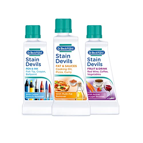 Dr. Beckmann Stain Devil - Outdoor Stains Solution | Pen & Ink Stains 1 x 50 ml | Antiperspirant & Sweat Mark Remover 1 x50 ml | Lubricant & Grease 1 x 50 ml)