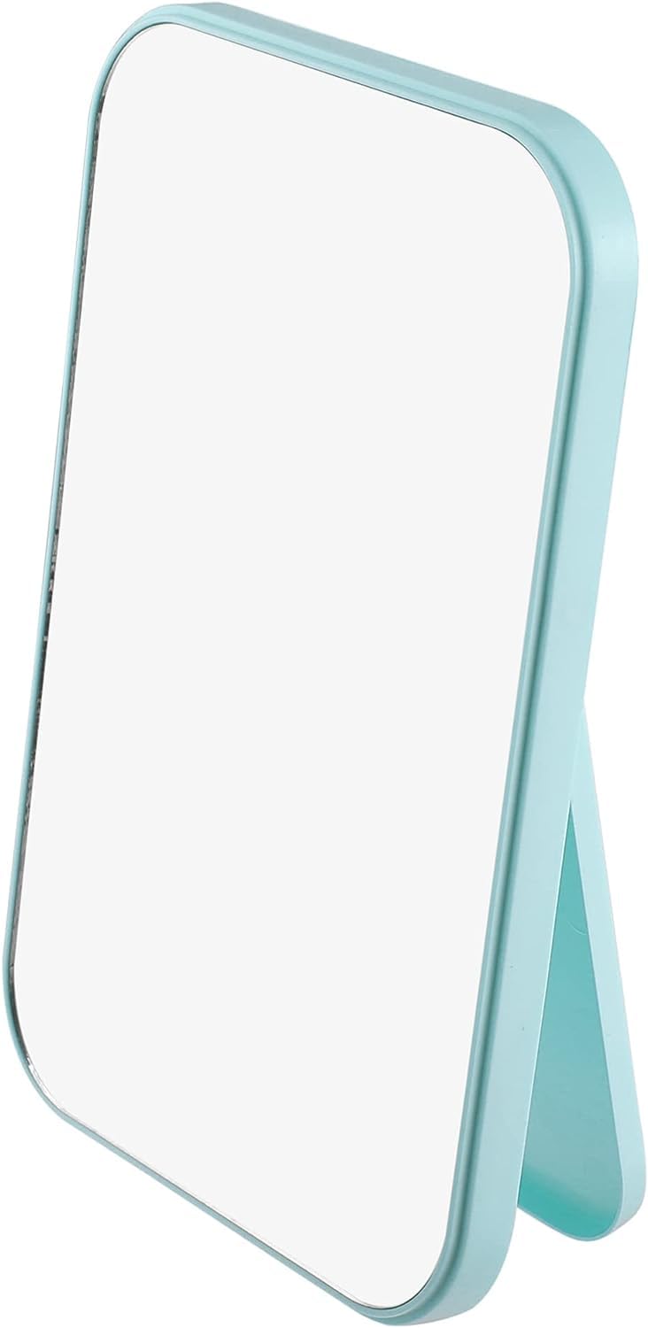 Mockery Desktop Foldable Makeup Mirror, Dressing Desk Bedroom Hd Square Travel Portable Mirror For Girl Women (Blue, 5.7X4 Inch) - Plastic, Tabletop Mount-image-9