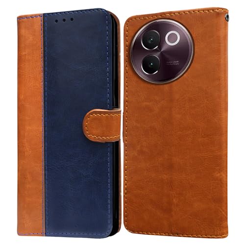 Image of Amazon Brand- Solimo Flip for Vivo V30e 5G (Leather CamelBlue)