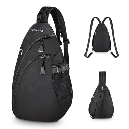 MANETTA Sling Bag for Men and Women, Water-resistant Crossbody Bag, Multi-functional Backpack with Water Bottle Pocket,Large Sling Backpack with Adjustable Shoulder Strap for Daypack Travel Hiking