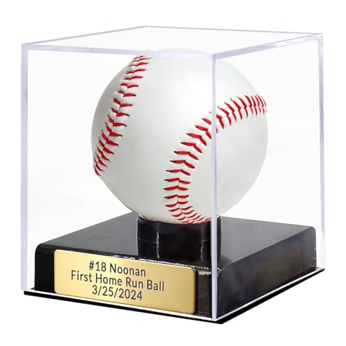 Custom Baseball Display Case Acrylic Baseball Holder Case Laser Engraved Plaque Showcase Your Cherished Baseball Memorabilia