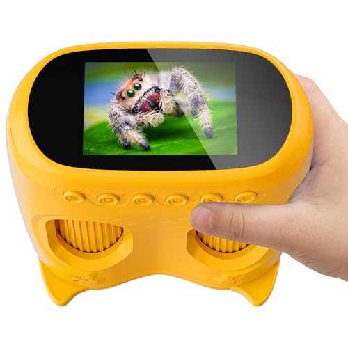 Microscopio y Telescopio 2 en 1, Temodu microscopio para niños con Pantalla IPS de 2.0'', Mini Microscopios Digitales Portátiles Recargables, Regalo para Cumpleaños Navidad/Cumpleaños (Orange)