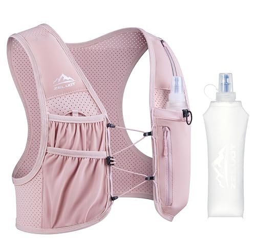 Image of Zelvot Running Vest for Women Men, US Patent, Adjustable Chest Straps Running Hydration Vest with 500ml Soft Flask, Lightweight Reflective Hydration Backpack for Marathon