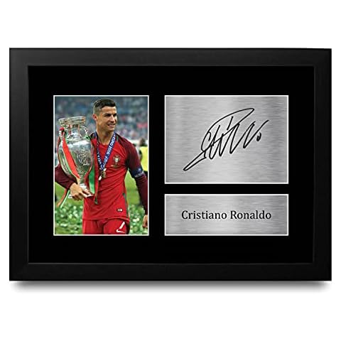 HWC Trading Portugal Gifts Cristiano Ronaldo Gift Signed Framed A4 Printed Autograph Photo Display Cover