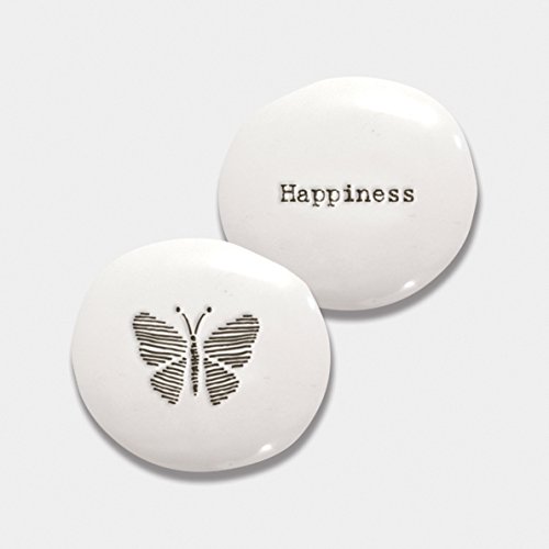 East Of India White Porcelain Pebble - Happiness