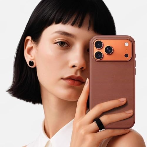 Image of QHOHQ Luxury Vintage TechWoven Back Cover for iPhone 17 Pro (6.3 Inch) | Premium Woven Texture Case with Shockproof Protection | Premium Slim Fit Case with Wireless Charging Support (Sienna Brown)