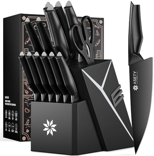 Kitchen Knife Sets with Block -15 PCS Knife Set with Bulti-in Sha...