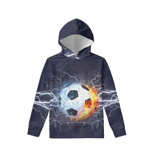 Lighting Soccer Hoodies for Girls Boys Kids Long Sleeve Hooded Sweatshirt with Pockets Casual Pullover Tops S-XL2