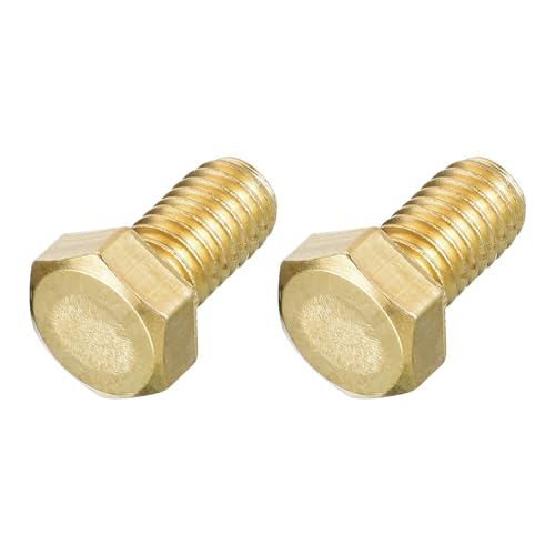 Image of METALLIXITY Hex Head Screw Bolt (3 /8-16x5 /8) 2Pcs, Brass Fully Threaded Solid Brass Hex Bolts Machine Screws - for Machinery Repair