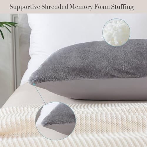 WhatsBedding Memory Foam Body Pillow with Plush Fuzzy Cover, Full Body Pillow for Adults, Long Pillow for Sleeping, Soft Pillow Fluffy Supportive