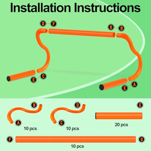 agility hurdles training equipment - 10 speed hurdles and 10 soccer cones with carrying bag for soccer football and track drills ideal for athletes speed and agility training