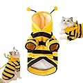 Cat Bee Costume Cat Outfits Halloween Cat Costume Pet Bee Costume Hooded for Small Dogs and Cats