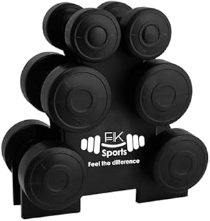 FK Sports Dumbbell Weights Set with Stand Rack,Ladies Lightweight Aerobics Gym Class Workout 12kg Set, Dumbbell Weights Home Gym Weight Exercise Women Kids Arm Hand Fitness - 1 KG/ 2 KG/ 3 KG Pair