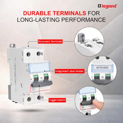 Image of Legrand DX 2A Triple Pole MCB D Curve 10kA | 3-Phase High Inrush Miniature Circuit Breaker | ISI Marked IS /IEC 60898-1 | Short Circuit Protection for Residence, Shop, Office, Industry Use
