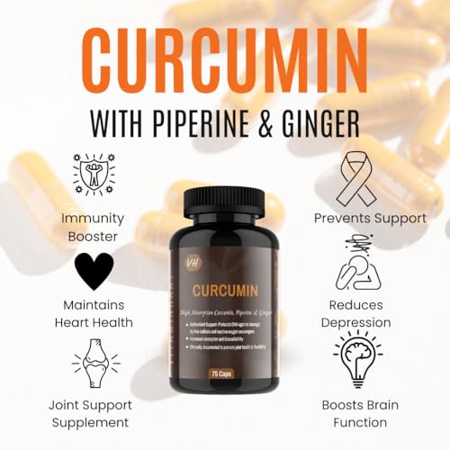 Image of Vitaminhaat Curcumin 95% with Piperine - 500mg, 75 Capsules | Immunity Booster, Anti-Inflammatory, Collagen Support | Ginger & Antioxidant Rich Curcuminoids for Enhanced Health