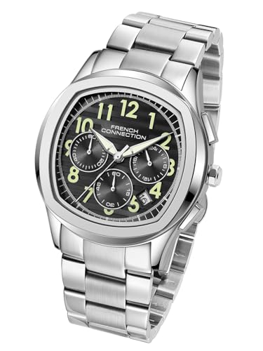 Image of French Connection Megachron | Chronograph Black Dial | Silver Stainless Steel Strap | Watch for Men - FCD5SM