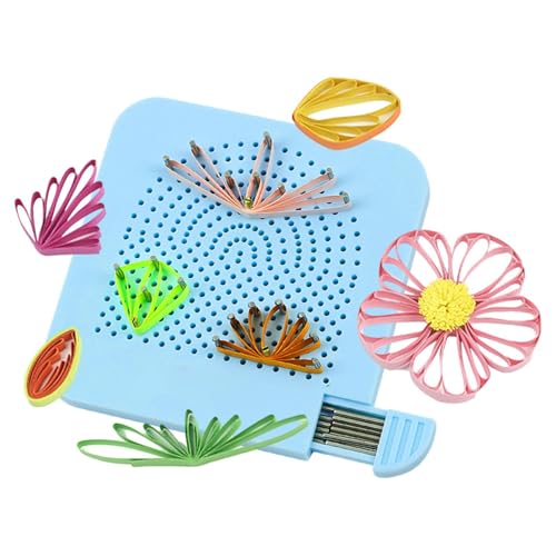 Tabla de tejer Quilling - ABS + acero inoxidable 10,5x10,5x0,8 cm | Herramienta Quilling de papel con 20 agujas, guía de rizado para quillings | Disco de bobinado artesanal de papel para B