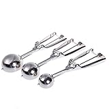 Vktech 3 Pcs Stainless Steel Ice Cream Scoop Spoon Melon Baller Small Middle Large