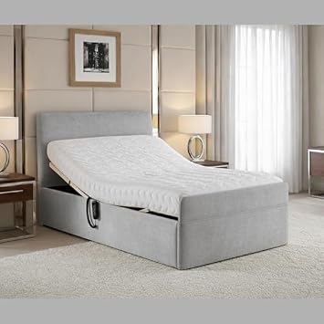 Electric Adjustable Mobility Bed with Hand Control and Pocket Sprung Mattress, Available in 5FT King & 6FT Super Grey, Single 3FT