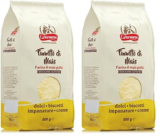 La Veronese | Fumetto Farina di Mais Giallo, Macinatura Molto Fine, Preparazioni Da Forno Dolci e Salate, Senza Glutine, 500g (Confezione da 2)