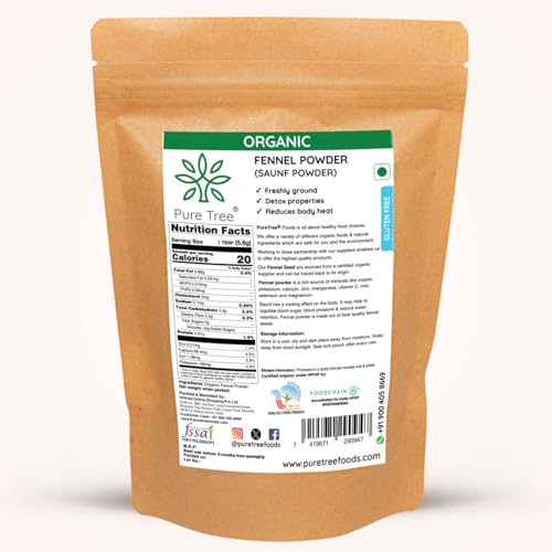 Image of Pure Tree Certified Organic Saunf Powder | 850 g | Fennel Seed Powder | Variyali, Sompu Powder | Gluten Free & Flavourful