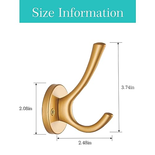 TECI Coat Hook - All-Metal with Gold Brush Finish - Ideal Hanging for Robes, Towels, Bag,Backpack, and Hat Storage - Wall Mounting for Closet, Mudroom and Bathroom (4 Pack),TC007J-4 - Image 3