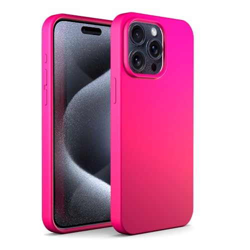 N NEWTOP Custodia Cover Compatibile per iPhone 15 PRO, ORI CASE TPU Silicone Semi Rigido Colori Fodera Interna Microfibra Morbida Protezione Anti Urto Tocco Liscio Setoso Guscio (Fucsia)