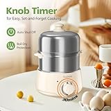 CACHOO - 2-Tier Fast Stainless Steel Egg Boiler with 30 Minute Timer and Auto Shut-Off, Multipurpose Compact Electric Steamer for Cooking and Dishwasher - Beige - Image 3