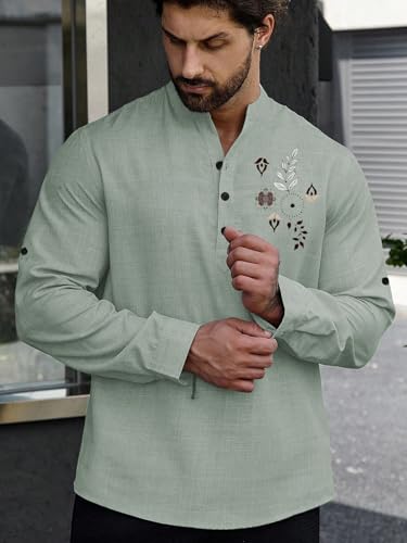 Image of TOPLOT Men's Kurta Shirt |Premium Linen Printed | Stylish Ethnic Wear | Comfortable Fit Design | Clean Look Structure | Versatile Styling | Ideal for Casual, Festive, Party (5265)