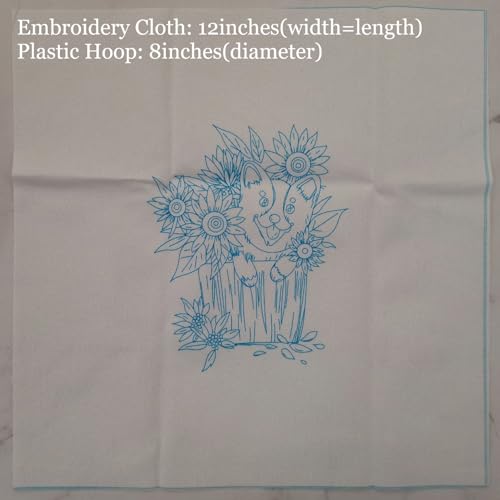 Image of Esffaci Embroidery Starter Kit for Adult Beginner with Dog Sunflower Pattern Hand Embroidery Set with Embroidery Cloth Hoop Needle Threader Embroidery Floss and Instruction