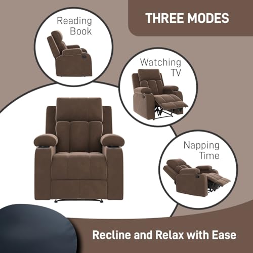 Image of Amazon Brand - Solimo Pinnacle | Single Seater Sofa Recliner | Manual Recliner (Velvet Brown)